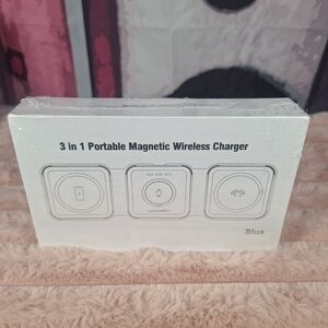 3 in 1 Portable Magnetic Wireless Charger - Blue
